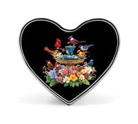 Spilla con fiori primaverili a forma di cardinale e cinciallegra, per donne e uomini, con grazioso distintivo a forma di cuore, per feste e matrimoni