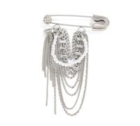 Spilla con frange di perle, per abiti e abiti, con catena hip hop, accessorio per cappotto, spilla vintage in pietra
