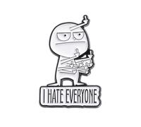 Spilla con gesto espressivo "I Hate Everyone", spilla umoristica in lega per abbigliamento e accessori, decorazione per l'umore, Misura unica, come descritto