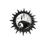 Spilla con Jack e Sally in stile cartone animato Nightmare Before Christmas, spille da bavero horror in metallo nero, accessori per abiti, bouquet, per giacca, cappello, zaino, regalo di Natale, per