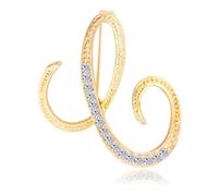 Spilla con lettera per donna, moda, 26 lettere dalla A alla Z, spilla con iniziale dell'alfabeto, oro e argento, da uomo e da donna (C)