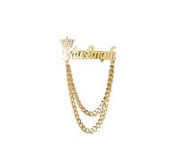 Spilla Con Lettere Con Nome Personalizzato - Targhetta Personalizzata Con Corona Spilla Distintivo Per Bottoni Per Giacca, Spille Per Abito In Acciaio Inossidabile Gioielli Per Uomini Donne Regali Pe