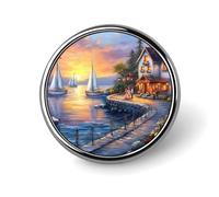 Spilla con logo del porto mediterraneo per donna e uomo, spilla da bavero alla moda per feste e matrimoni