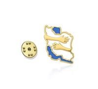 Spilla con mappa dell'Iran con colomba della pace, abbraccio, bandiera, in acciaio inox, con zirconia cubica, spilla patriottica iraniana, gioiello persiano, One Size, Acciaio inossidabile, Non pietra