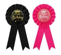 Spilla con nastro di compleanno con scritta "It's My Birthday", per donne e uomini, decorazioni per feste di compleanno, 2 pieces, Lega di acciaio