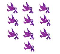 Spilla con nastro viola dal design moderno dei cartoni animati, confezione da 10 pezzi, per studenti e attivisti, spilla per beneficenza, One Size, come descritto