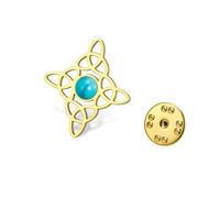 Spilla con nodo delle streghe e turchese Spilla con nodo celtico in acciaio inossidabile Spille Wiccan Witchcraft Gioielli pagani per donne e ragazze (oro 6)