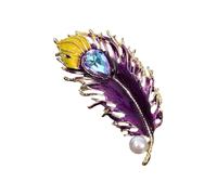 Spilla con piume di pavone con pietre scintillanti, decorazione elegante per giacche, sciarpe o borse, accessori per vestiti, spilla vintage, Misura unica, come descritto