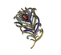 Spilla con piume di pavone con pietre scintillanti, decorazione elegante per giacche, sciarpe o borse, accessori per vestiti, spilla vintage, One Size, come descritto