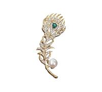 Spilla con piume pavone con pietre scintillanti Decorazione elegante per giacche, sciarpe o borse Accessori abbigliamento Spilla vintage