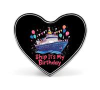 Spilla con scritta "È il mio compleanno" sulla nave da crociera, per donne e uomini, con grazioso distintivo a forma di cuore, per feste e matrimoni.