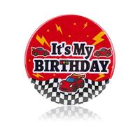 Spilla con scritta "Happy Birthday", 5,8 cm, con scritta in lingua inglese "It's My Birthday", per donne, uomini, ragazzi, ragazze, auto a tema, bomboniere e decorazioni