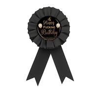 Spilla con scritta "Happy Birthday", colore nero e oro, per uomini e donne, con scritta in lingua inglese "Happy Birthday Award", con scritta "Happy Birthday", colore: nero e oro