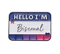 Spilla con scritta "Hello I'm Bisexual, Misura unica, Metallo