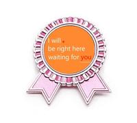 Spilla con scritta "I Am There For You" in stile Art Déco, con scritta in lingua inglese "Winner Award", rosa, Medio, Metallo