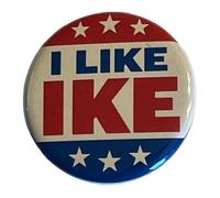 Spilla con scritta "I Like Ike Political Button", diametro 3,2 cm, replica del Presidente Eisenhower