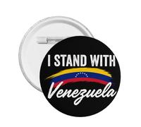Spilla con scritta "I Stand With Venezuela" "No alla guerra degli Stati Uniti contro il Venezuela", spilla in metallo, 1 pezzo