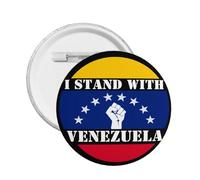 Spilla con scritta "I Stand With Venezuela" "No alla guerra degli Stati Uniti contro il Venezuela", spilla in metallo, 1 pezzo