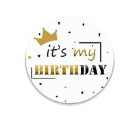Spilla con scritta in inglese "It's My Birthday", 5,8 cm, per donne e uomini, spilla per compleanno, per ragazze e ragazzi, spilla bianca e dorata, regalo di compleanno per 10°, 15°, 18°, 20°, ecc,