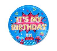 Spilla con scritta "It's My Birthday" per ragazzi e ragazze, distintivo di compleanno a tema gioco, spilla colorata a tema compleanno, graziosa etichetta a bottone per feste e decorazioni