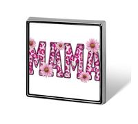 Spilla con scritta "MAMA" rosa con fiore per la festa della mamma, unisex, quadrata e leggera, gioiello per abbigliamento, scialle, cappello