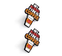 Spilla con scritta "My Blood Type Is Coffee", perfetta per un medico, infermiere o barista, nero, 4 x 2,5 cm, set da 2