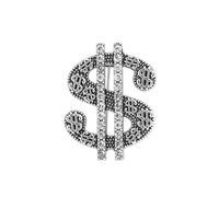 Spilla con simbolo del dollaro per uomini e donne personalizzata vintage tono oro strass dollaro soldi spilla distintivo gioielli decorazione abbigliamento regalo di Natale, Lega di acciaio, Cristallo