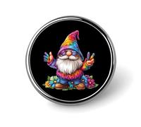 Spilla con simbolo della pace a forma di gnomo tie-dye per donna e uomo, spilla da bavero alla moda per feste e matrimoni