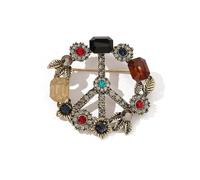 Spilla con simbolo della pace con strass di cristallo antico classico per feste hippie ballo banchetto per donne uomini spille da bavero abito abito bouquet cerimonia accessori decorazione