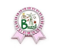 Spilla con simbolo nazionale del Brasile, simbolo nazionale, modello distintivo rosa, medaglia premio vincitore, Medio, Metallo