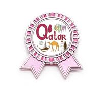 Spilla con simbolo nazionale del Qatar, simbolo nazionale, modello distintivo rosa, medaglia premio vincitore, Medio, Metallo