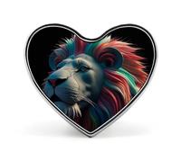 Spilla con stampa di leone astratto 3D e scritta "Amore".