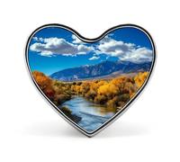 Spilla con stampa di montagna del New Mexico per donne e uomini, spilla con distintivo a forma di cuore per feste e matrimoni