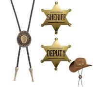 Spilla con stella da sceriffo, accessori da cowboy, cravatte Poirot e abiti da cowboy da uomo, catene a stella esagonale: ideale per tutti i giorni e in stile occidentale