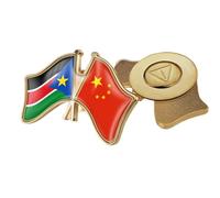 Spilla Con Stemma A Croce Della Cina E Del Sudan Del Sud - Spilla Con Stampa A Bandiera In Cristallo Semplice Spilla Con Bandiera Magnetica Patriottica Per Unisex Magnetica B