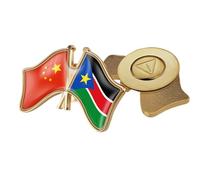 Spilla Con Stemma A Croce Della Cina E Del Sudan Del Sud - Spilla Con Stampa A Bandiera In Cristallo Semplice Spilla Con Bandiera Magnetica Patriottica Per Unisex Magnetica A