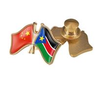 Spilla Con Stemma A Croce Della Cina E Del Sudan Del Sud - Spilla Con Stampa A Bandiera In Cristallo Semplice Spilla Con Bandiera Magnetica Patriottica Per Bottone Unisex A