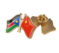 Spilla Con Stemma A Croce Della Cina E Del Sudan Del Sud - Spilla Con Stampa A Bandiera In Cristallo Semplice Spilla Con Bandiera Magnetica Patriottica Per Unisex Butterfly B