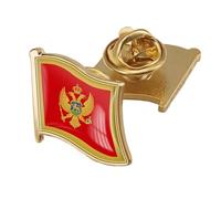 Spilla Con Stemma Montenegro - Spilla Con Stampa A Bandiera In Resina Epossidica Semplice, Spilla Con Bandiera A Farfalla Patriottica Per Abbigliamento Unisex, Borse, Magliette, Zaini, Artigianato,