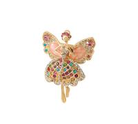 Spilla con strass a forma di ballerina, accessorio elegante per donne, accessorio per valorizzare il vestito con strass colorati, One Size, come descritto