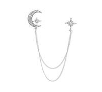 Spilla con strass a forma di stella, con nappa, stella, luna, strass, spille per abiti, cappelli, accessori per abiti, As show, Lega di acciaio