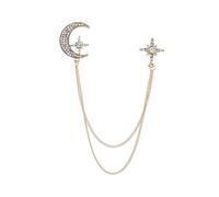 Spilla con strass a forma di stella, con nappa, stella, luna, strass, spille per abiti, cappelli, accessori per abiti, As show, Lega di acciaio