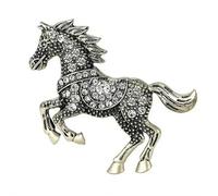 Spilla con strass Anno del Cavallo Pin Cristallo Vintage Pony Spille da bavero Zodiaco Accessorio Animale Gioielli di Capodanno per le donne, Spilla decorativa per abbigliamento e scialle, 1pcs