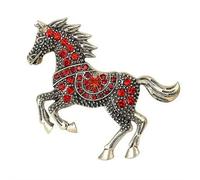 Spilla con strass Anno del Cavallo Pin Cristallo Vintage Pony Spille da bavero Zodiaco Accessorio Animale Gioielli di Capodanno per le donne, Spilla decorativa per abbigliamento e scialle, 1pcs