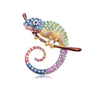 Spilla con strass camaleonte per le donne alla moda squisita blu verde viola colorato cristallo animale lucertola spille da bavero accessori per abiti Mardi Gras Carnevale vacanza gioielli regalo