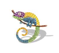 Spilla con strass camaleonte per le donne alla moda squisita blu verde viola colorato cristallo animale lucertola spille da bavero accessori per abiti Mardi Gras Carnevale vacanza gioielli regalo