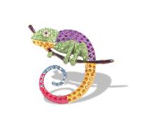 Spilla con strass camaleonte per le donne alla moda squisita blu verde viola colorato cristallo animale lucertola spille da bavero accessori per abiti Mardi Gras Carnevale vacanza gioielli regalo