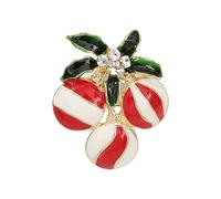 Spilla con strass colorati a forma di albero di Natale, spilla a forma di ciliegie, fatta a mano, per vacanze, donne, uomini, Natale, spilla in metallo a tema, Misura unica, come descritto