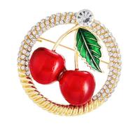 Spilla con strass luccicanti a forma di ciliegia, resistente, per donne, occasioni formali, abito da sera, banchetto, accessori per matrimoni, One Size, come descritto
