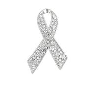 Spilla con strass per la sensibilizzazione sul cancro al seno, per donne e uomini, nastro di cristallo con perle e strass, per aiuti, speranza, prevenzione, sensibilizzazione, spille per vestito